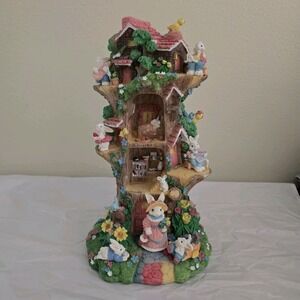 Vintage 1990's Kmart Easter Bunny Jubilee Tree House Bird Village Decor Display